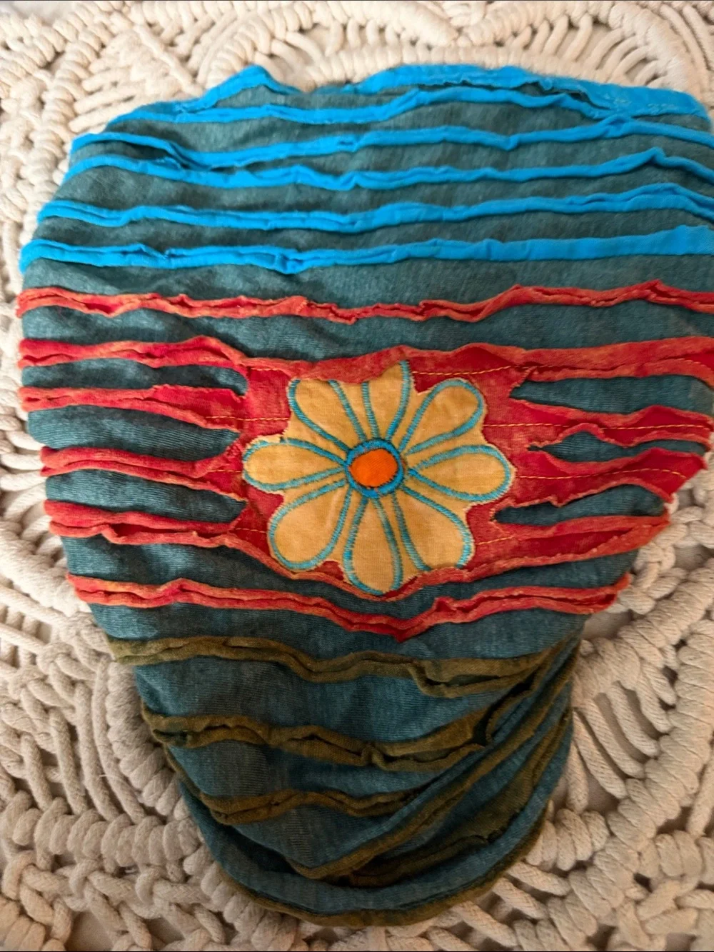 Rising International Teal Slouchy Boho Headband with Turquoise & Coral Accents